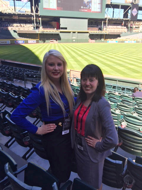 Pictured are SAEM students Hailie Sandor and Jessica Martin at the 2016 MLB Diversity Business Summit. | Photo submitted by Sandor and Martin