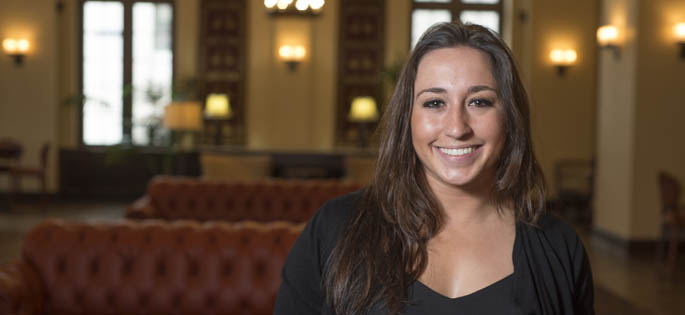 Pictured is Jessica Calzi, a staff accountant for Schneider Downs who earned a B.S. in accounting and B.F.A. in dance from Point Park in 2014. | Photo by Chris Rolinson