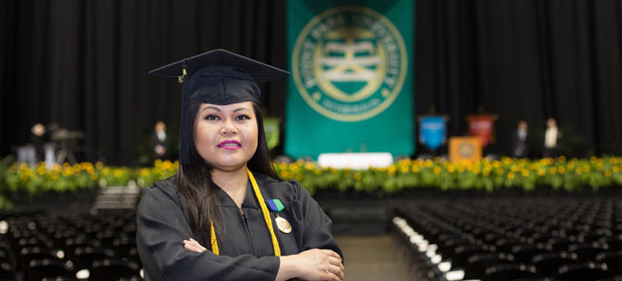 Pictured is accounting alumna Khouanchay (Kay) Krueger, a tax staff accountant for Schneider Downs. | Photo by John Altdorfer