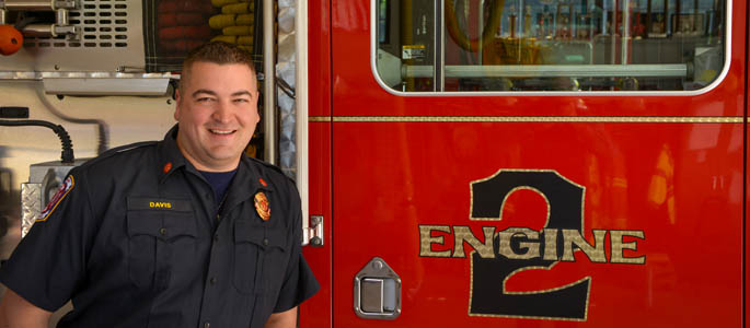 Pictured is Mathew Davis, public administration alumnus and deputy fire chief for Dormont Fire Department. | Photo by Jim Judkis