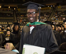 Pictured is 2017 M.B.A. graduate Oliha Grichang at Point Park University's Hooding Ceremony. | Photo by John Altdorfer