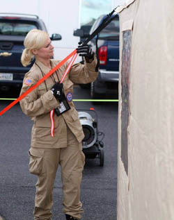 Pictured is public administration alumna Kate Jones, member of the Disaster Medical Assistance PA-1 Team. | Photo by Gretchen Michael