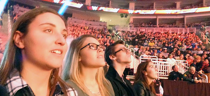 Pictured are SAEM students at WWE Monday Night Raw Show Nov. 30 at the CONSOL Energy Center. | Photo by David Rowell