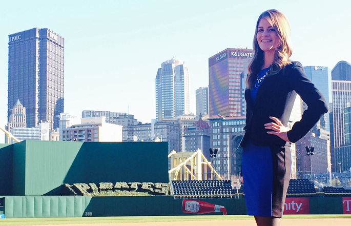 Pictured is SAEM alumna Samantha Lynn, advertising coordinator for the Pittsburgh Pirates. | Photo by Deanne Zatko
