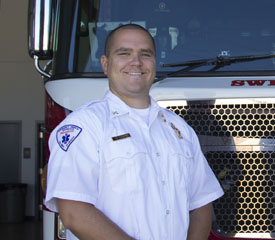 Pictured is public administration alumnus Michael Volpe, shift commander for Swissvale Fire Department. | Photo by Shayna Mendez