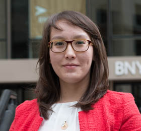 Pictured is Gulsara Shingozhina, a 2013 international M.B.A. alumna and ISS specialist for BNY Mellon. | Photo by Victoria A. Mikula