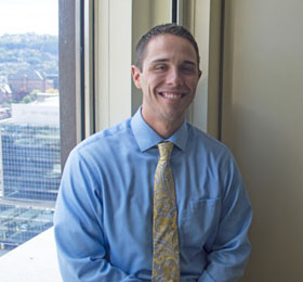 Pictured is M.B.A. 2015 graduate Joseph Veltri, manager of sales support and administration at UPMC Health Plan. | Photo by Shayna Mendez