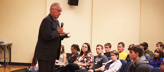 Mike "Doc" Emrick - lead play-by-play announcer for the National Hockey League - encouraged Point Park University students to chase their dreams during his visit to campus Nov. 3.