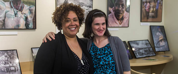 Alysia Burton Steele with Liz Berie, a senior photography major.