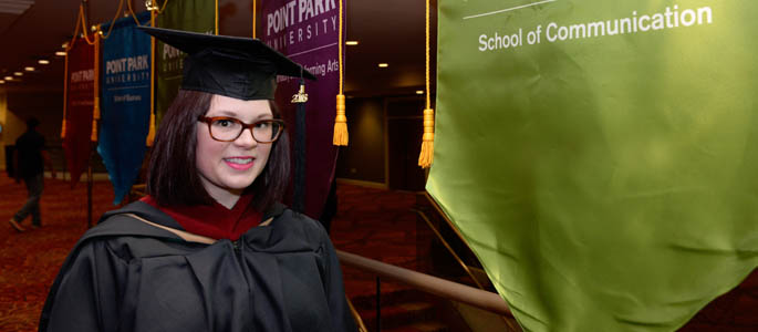 Pictured is Emily Kolek, M.A./M.B.A. graduate. | Photo by Chris Rolinson