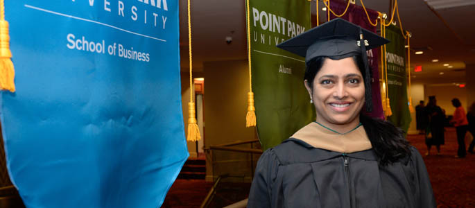 Pictured is M.B.A. graduate Sridevi Vemulapalli. | Photo by Chris Rolinson