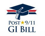 Red, white and blue mortorboard logo representing the Post 9/11 GI Bill program.