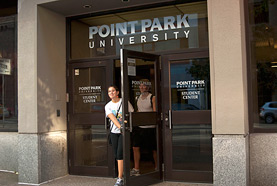 Table housing Student Center entrancesmall.jpg