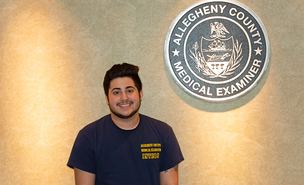 Pictured is forensic science student Maxwell Namey. Photo by Brandy Richey.