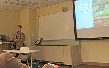 Pictured is biological sciences major Morgan Willis presenting her research. Photo by Amanda Dabbs