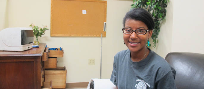 Pictured is high school student Brittany Boyd at Point Park's CSI camp. | Photo by Amanda Dabbs