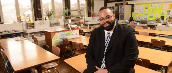 Pictured is elementary education major and teacher Clifford Perkins. | Photo by Jim Judkis