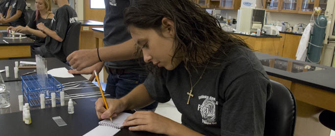 Pictured is a high school student at Point Park's 2012 CSI Summer Camp.