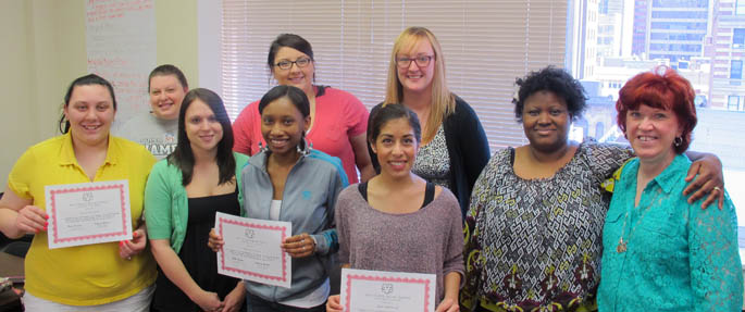 Pictured are Point Park education majors with Assistant Professor Janice Glunk, Ed.D. | Photo by Amanda Dabbs