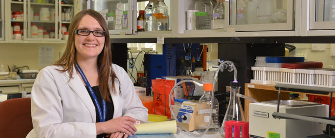 Pictured is biotechnology capstone student Erin Faight.