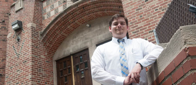 Pictured is Justin Morgan, a 2010 Point Park secondary education alumnus and teacher at Central Catholic High School. | Photo by Chris Rolinson