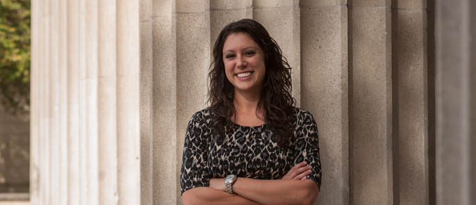 Pictured is Kayla Holjencin, secondary education English alumna and teacher at Taylor Allderdice High School in Pittsburgh. | Photo by Chris Rolinson