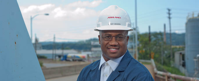Pictured is Leroy Headen, a 2013 biotechnology alum of Point Park who was hired by Ashland Chemical. | Photo by Chris Rolinson