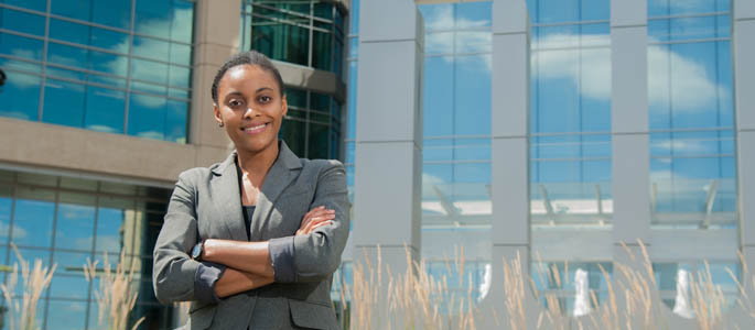 Pictured is Natasha Williams, M.A. in intelligence and global security student and intern for Mylan, Inc. | Photo by Chris Rolinson