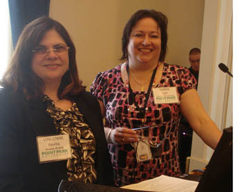 Pictured left to right are Vincenne Revilla-Beltran, Ph.D., Point Park education professor and founder/director of Project Children LEAD, and Karen Hall, director of E-learning for Academic and Student Affairs.