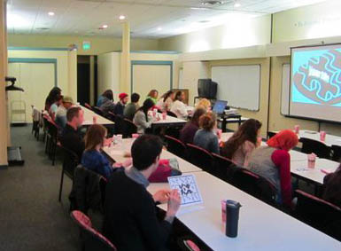 Pictured are Point Park psychology students in a training at the Pittsburgh Action Against Rape office. | Photo by Robert McInerney