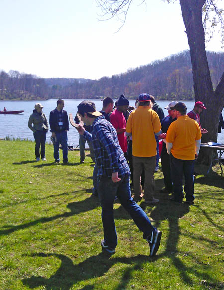 Civil engineering technology student Joshua Ray gets ready to throw a horseshoe.