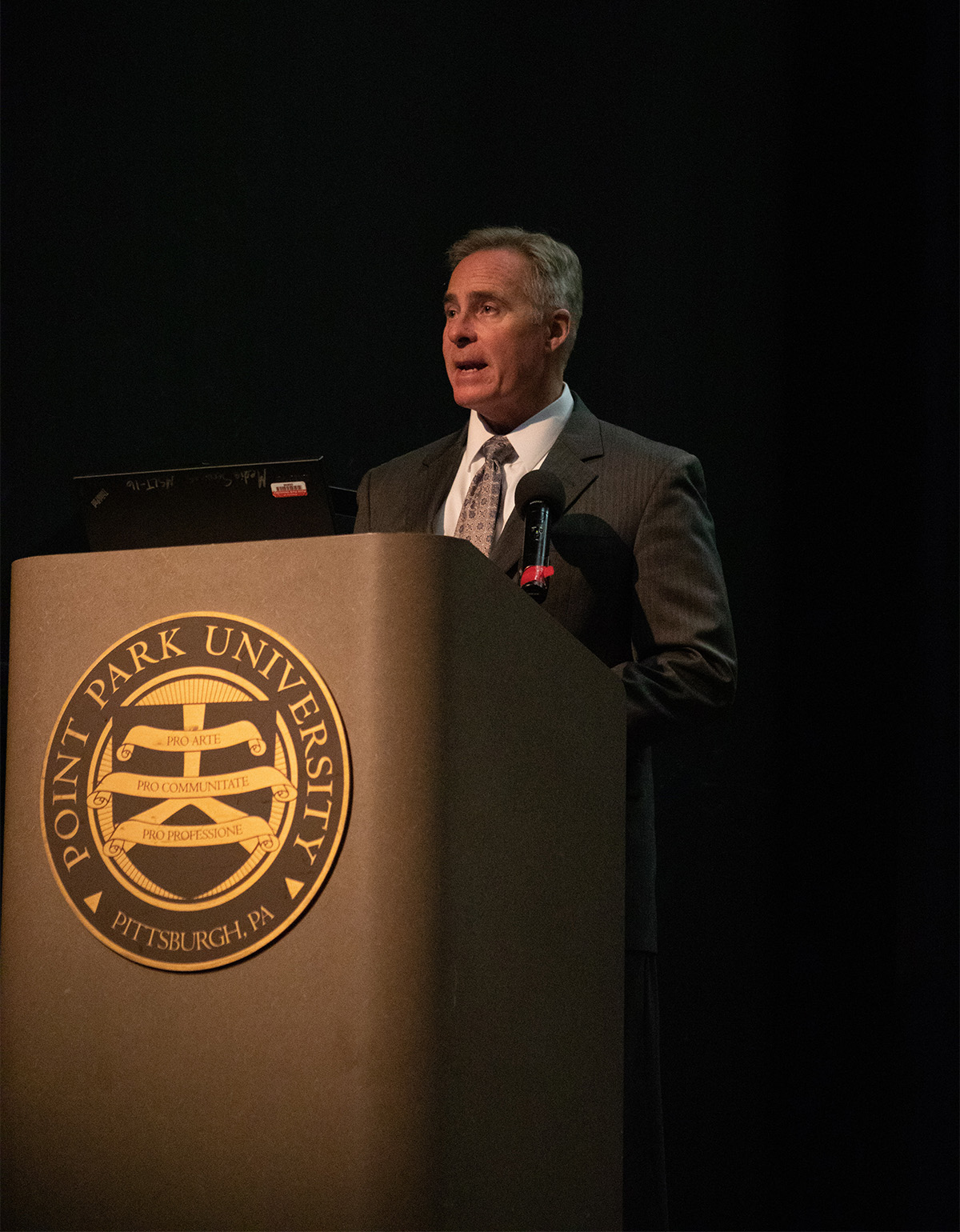 Pictured are the Ambassador Feierstein and Carolyn McIntyre presentations on campus. Photos by Hannah Johnston