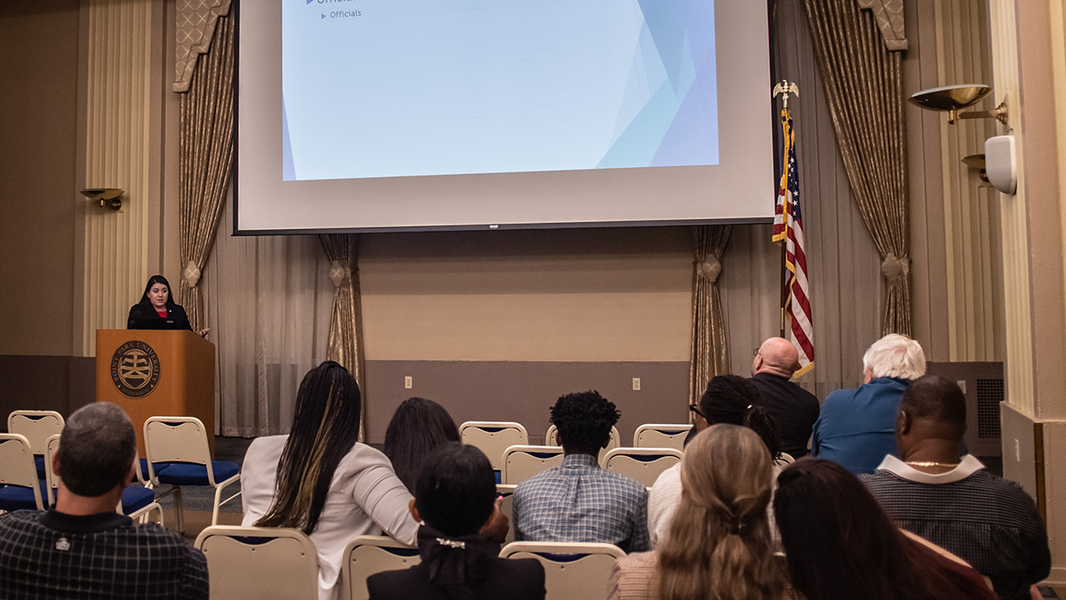 Pictured is the 2019 Criminal Justice Administration Graduate Symposium. Photo by Hannah Johnston