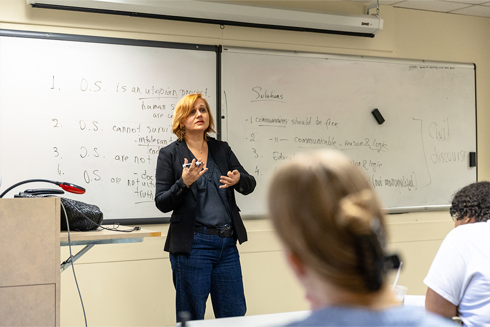 Pictured is Dora Ion teaching at Point Park University.