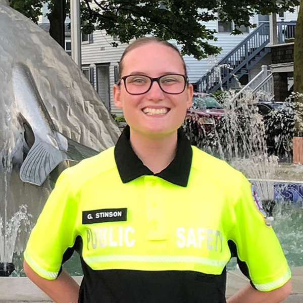 A student raises their hand as Jessica Weiber, a police officer from Ocean City, Maryland, points to them to answer a question.