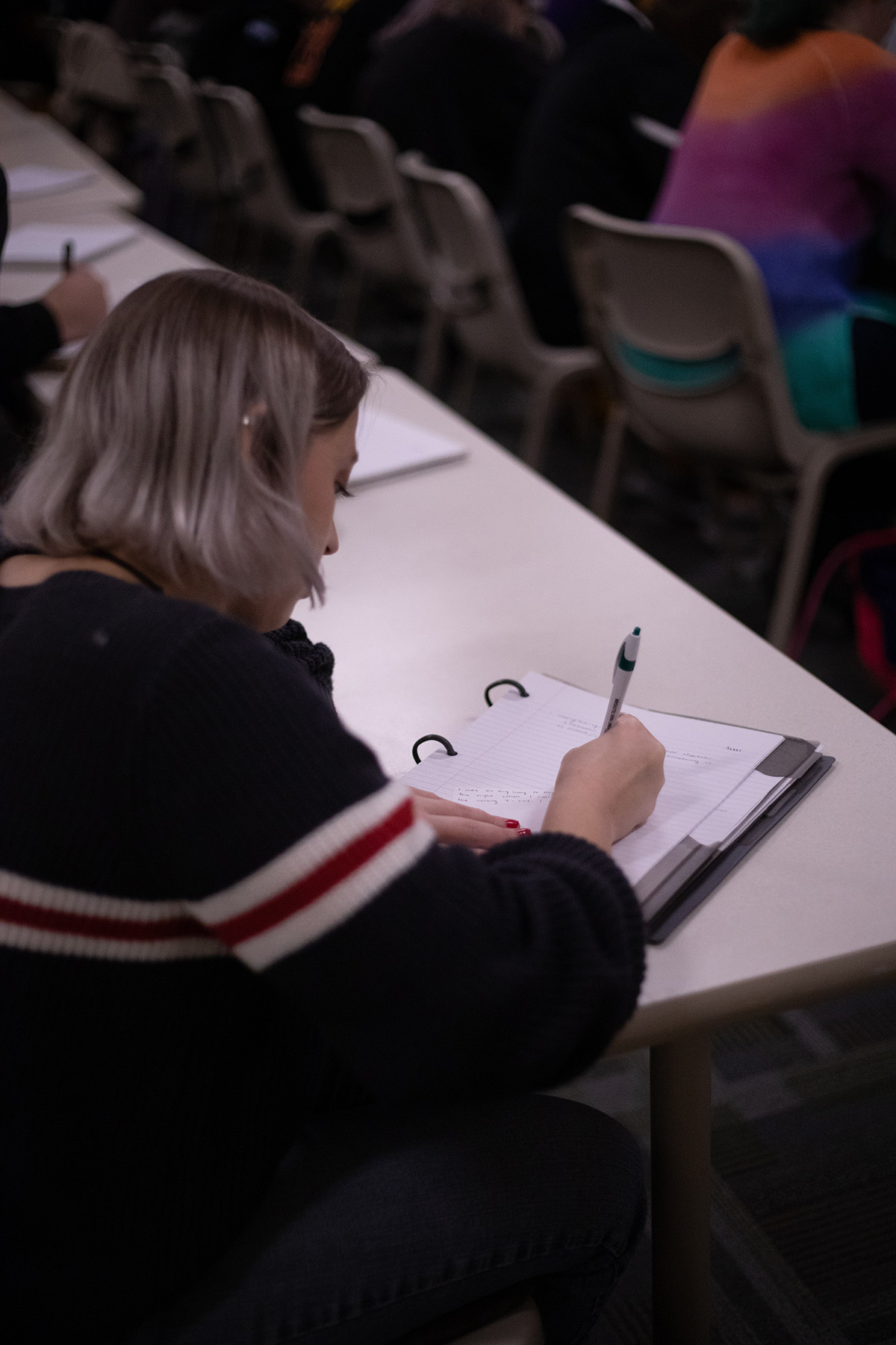 Pictured is the guest writer event with John Fried. Photo by Hannah Johnston