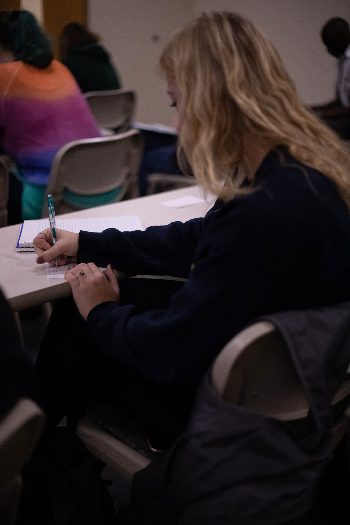 Pictured is the guest writer event with John Fried. Photo by Hannah Johnston