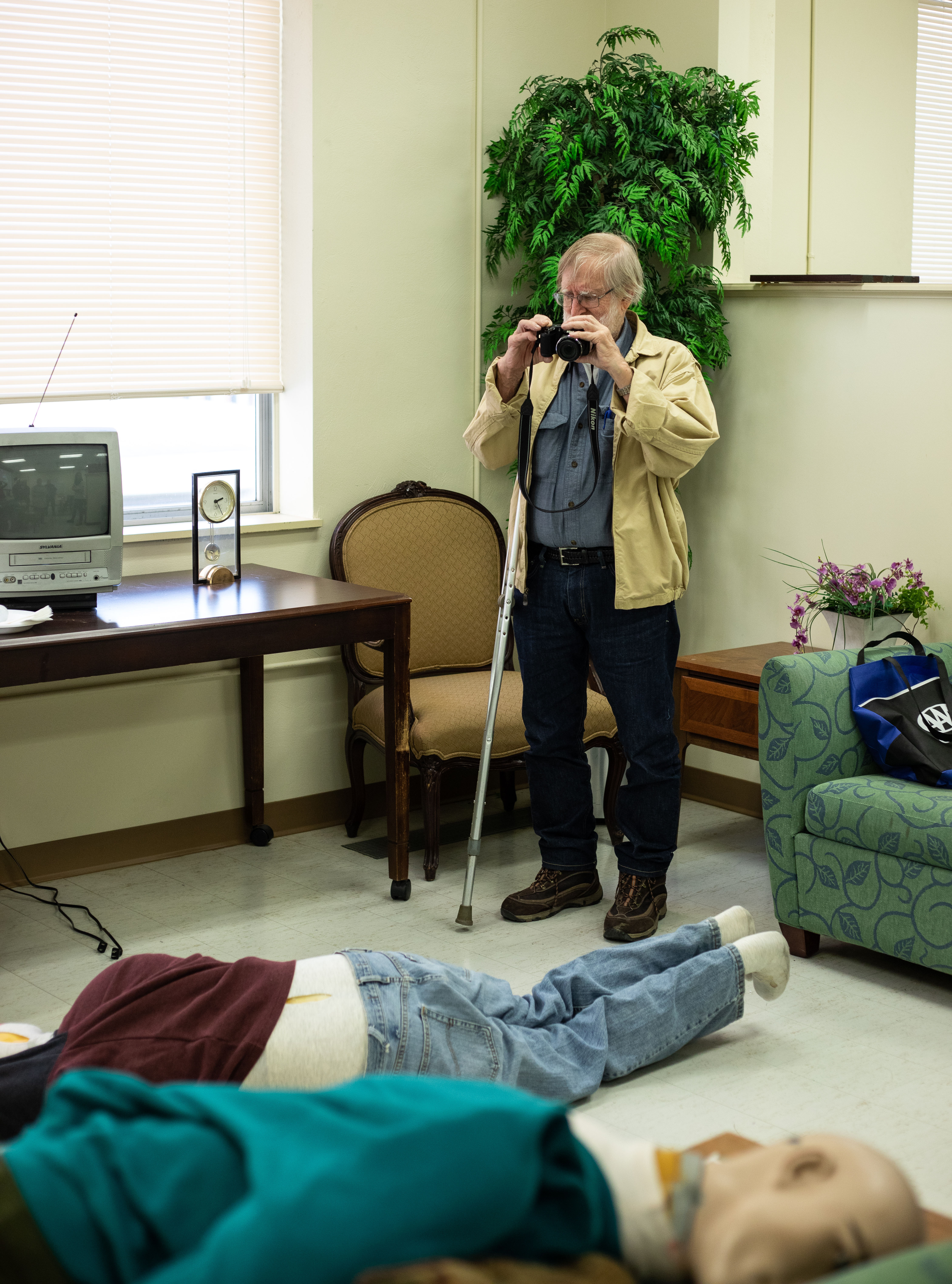 Pictured are members of the Hampton Township Citizens Police Academy at Point Park University's CSI House. Photo by Hannah Johnston.