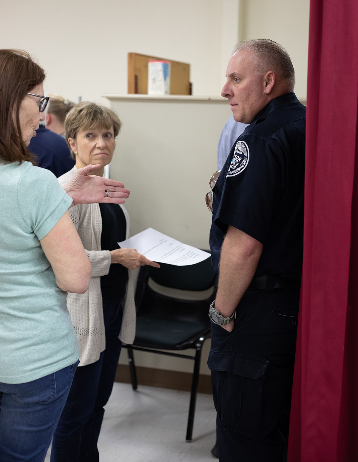 Pictured are members of the Hampton Township Citizens Police Academy at Point Park University's CSI House. Photo by Hannah Johnston.