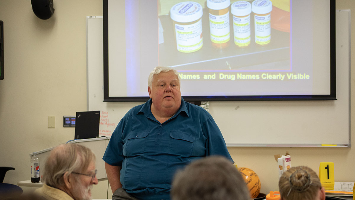 Pictured are members of the Hampton Township Citizens Police Academy at Point Park University's CSI House. Photo by Hannah Johnston.