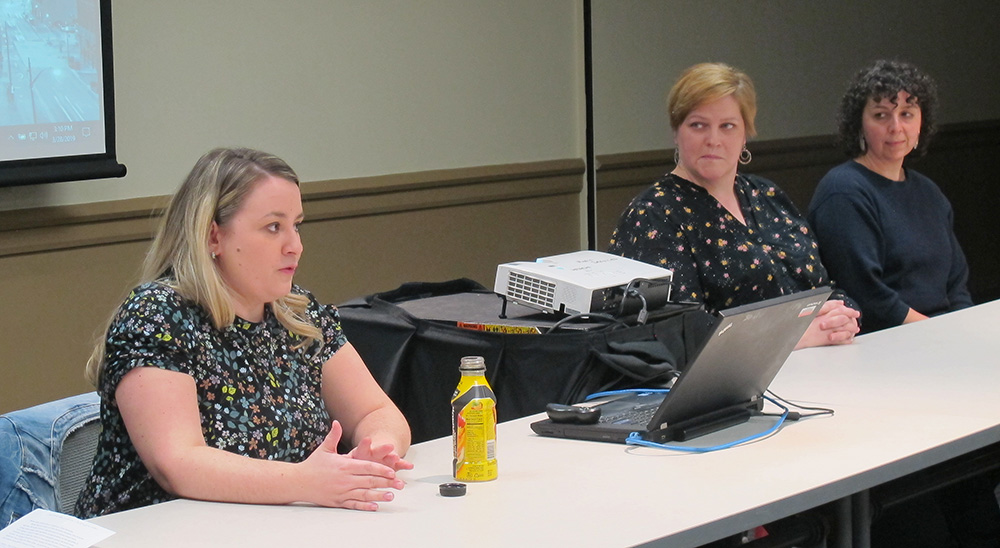 Pictured left to right are Paige Mastrippolito ’17, Maureen Passmore and Mariana Padias. Photo by Amanda Dabbs