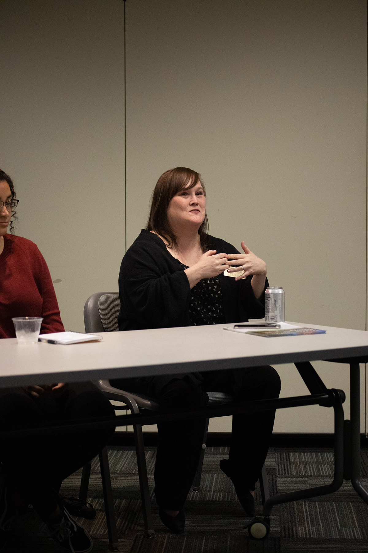 Pictured is the fall 2019 Literary Arts and Social Justice department co-op and internships panel. Photo by Hannah Johnston.