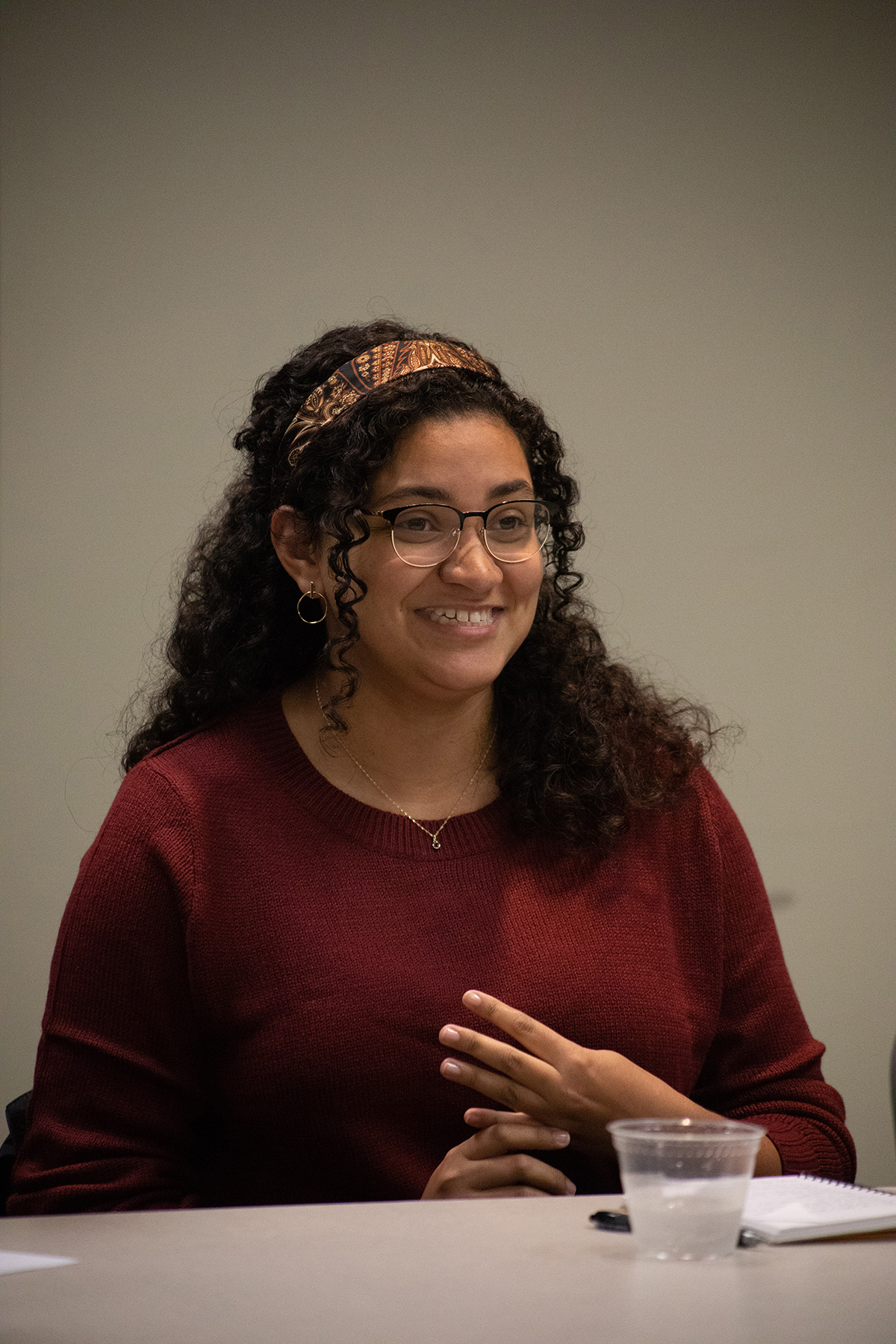 Pictured is the fall 2019 Literary Arts and Social Justice department co-op and internships panel. Photo by Hannah Johnston.