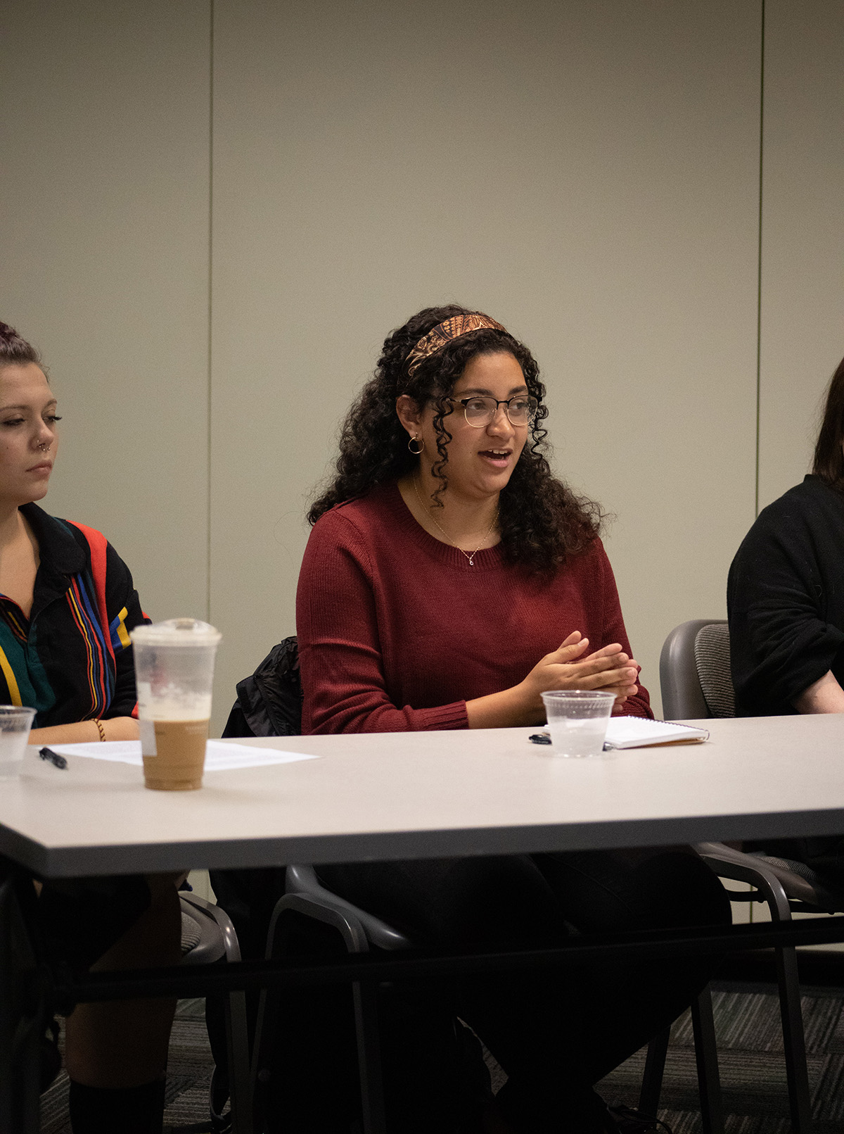 Pictured is the fall 2019 Literary Arts and Social Justice department co-op and internships panel. Photo by Hannah Johnston.