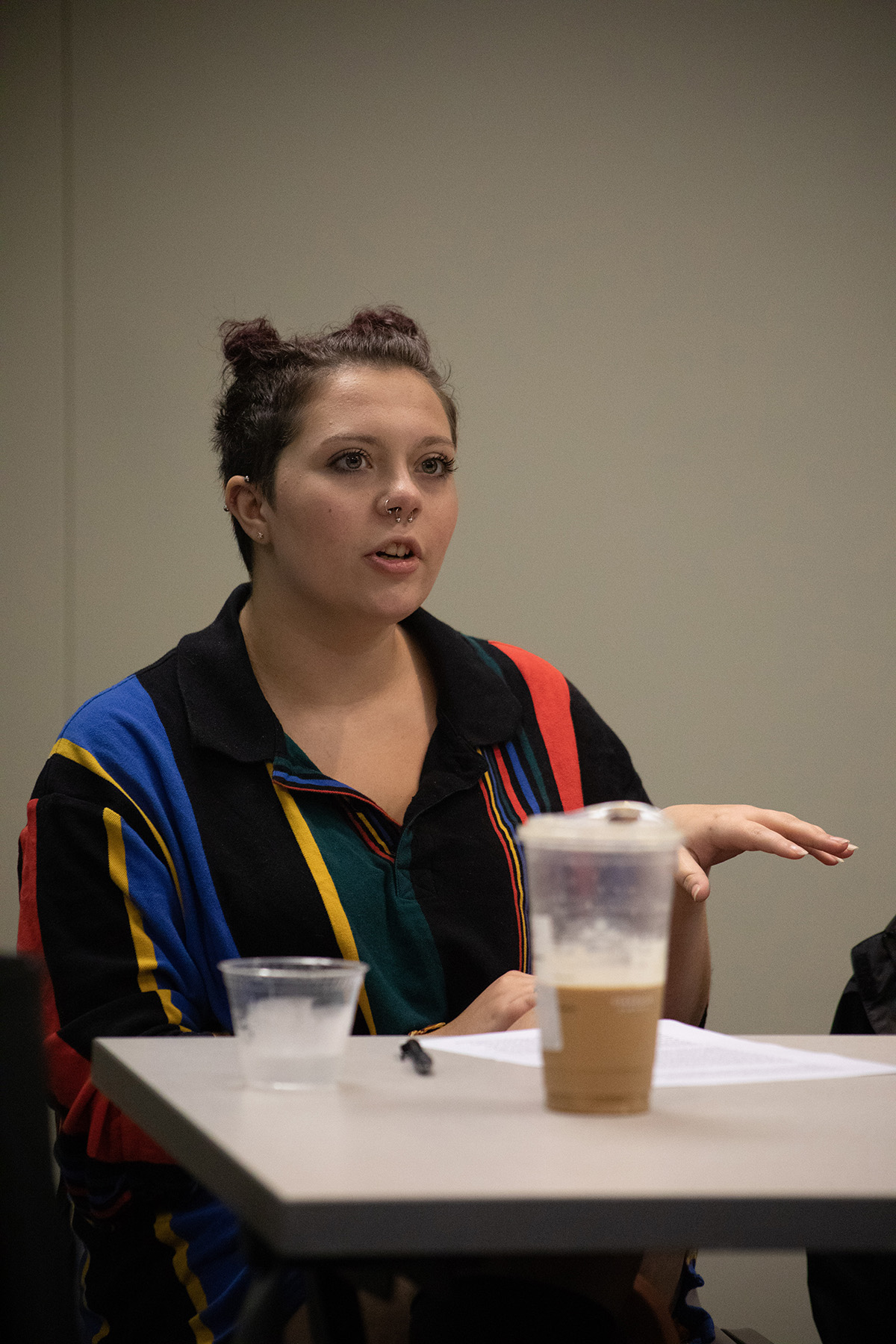 Pictured is the fall 2019 Literary Arts and Social Justice department co-op and internships panel. Photo by Hannah Johnston.