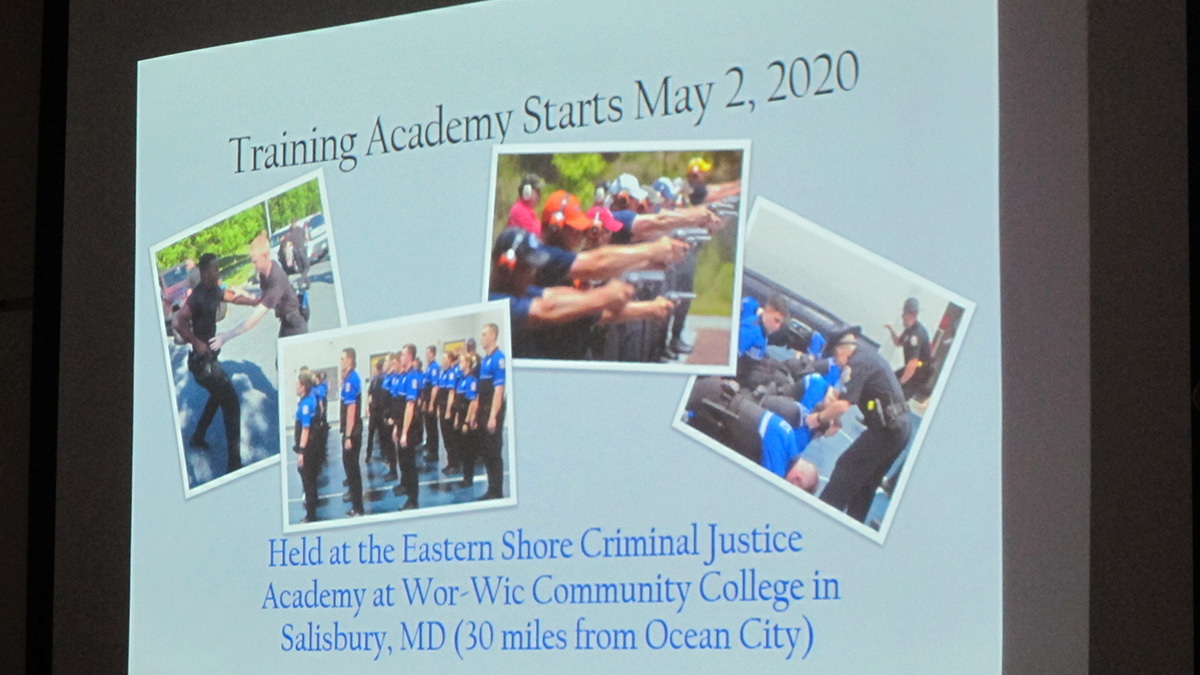 Pictured are Ocean City Police Department officers presenting at Point Park University. Photo by Amanda Dabbs