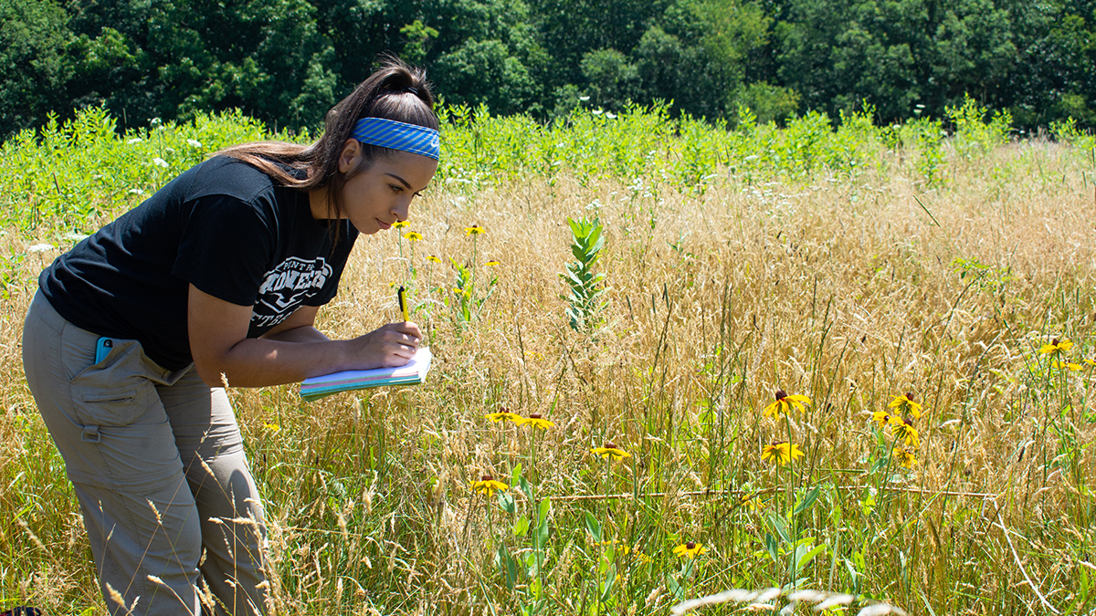 Pictured is Ambrose doing survey work at the Audoubon Greenway Conservation Area in Sewickley, Pa.