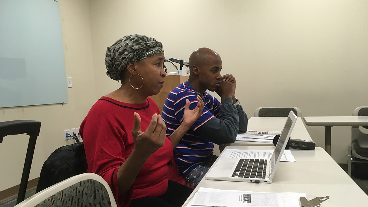 Pictured are human rights advocate Shandre Delaney and Carrington Keys. Photo by Robert Ross, Ph.D.