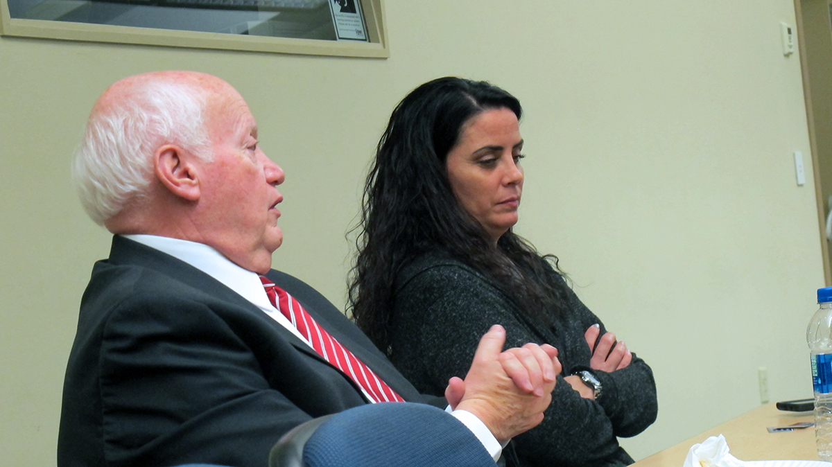 Pictured are U.S. Supreme Court Police Sergeants Charmaine Carr and Mark Hosier with Point Park criminal justice students. Photo by Amanda Dabbs