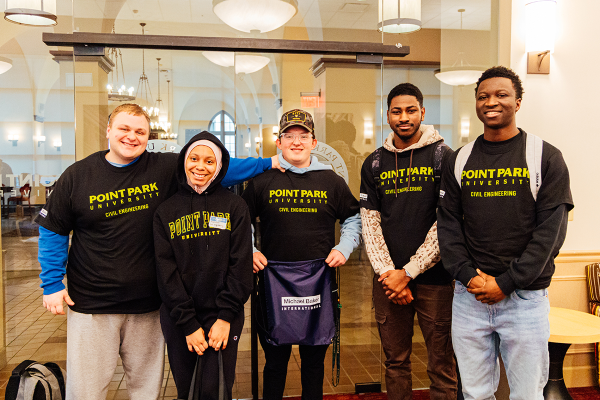 Students pose for a photo at the Natural Sciences and Engineering Celebration. Photo by Ethan Stoner '26.